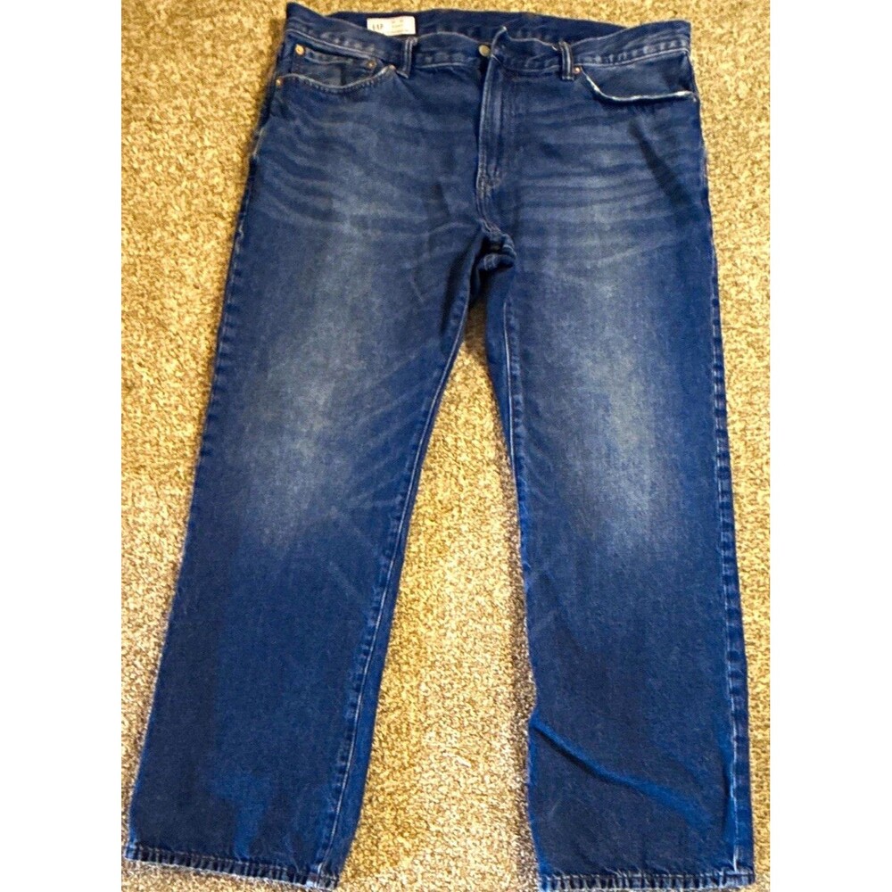 GAP Jeans Men's Bootcut Dark Wash Blue Denim Cotton 5-Pocket Button